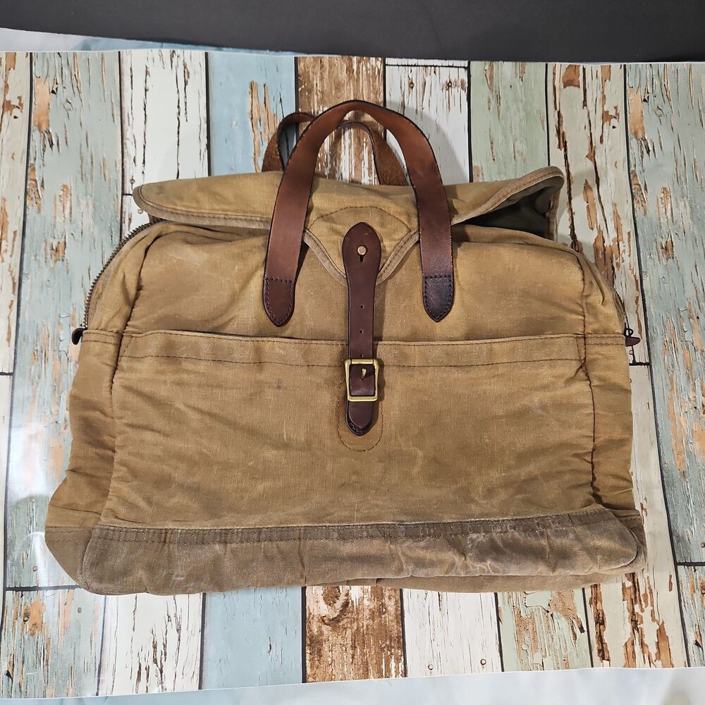 J.Crew Abingdon Waxed Canvas Messenger Bag Brown Briefcase Laptop Travel Tote
